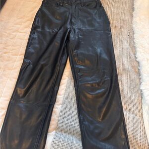 Abercrombie & Fitch Black Faux Leather High Rise Trousers